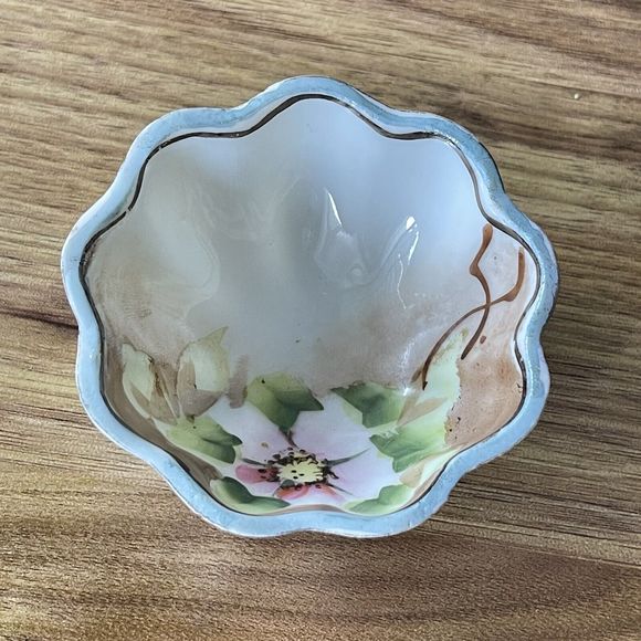 Vintage Hand Painted Footed Nippon Salt Cellar Open Salt - Picture 4 of 9